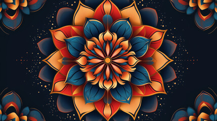 Vibrant abstract mandala design with bold colors and intricate patterns