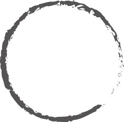 Hand drawn grunge style circular frame with rough, textured edges, for adding a rustic or vintage touch to designs, logos, icons, or decorative borders.