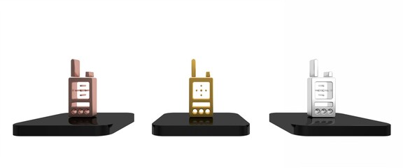 Colorful Walkie talkie icon isolated on white background. Portable radio transmitter icon. Radio transceiver sign. Minimalism concept. 3D render illustration