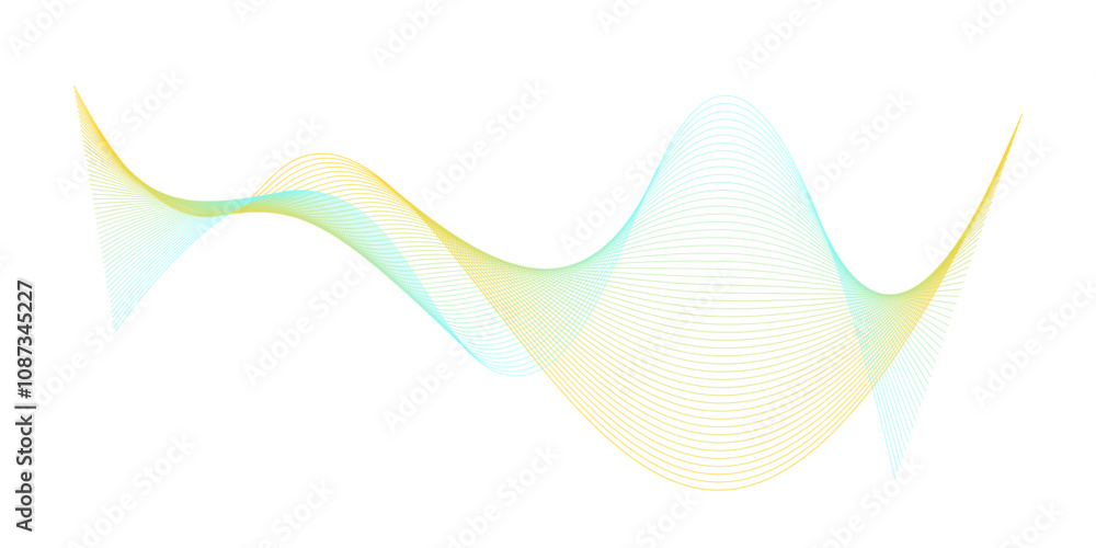 Poster vector wavy curve lines and frequency sound wave, twisted curve lines background.