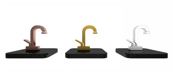 Colorful Water tap icon isolated on white background. Minimalism concept. 3D render illustration