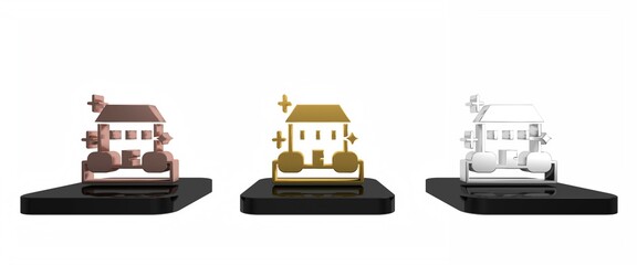 Colorful Home cleaning service concept icon isolated on white background. Building and house. Minimalism concept. 3D render illustration