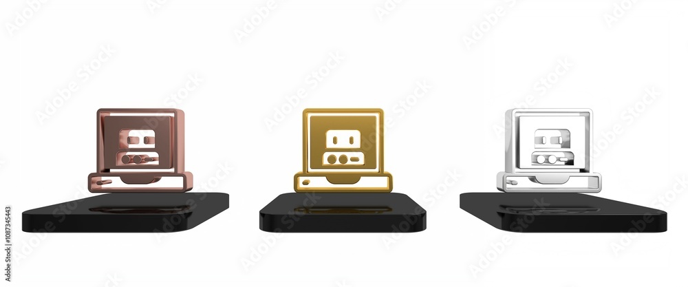Poster colorful creating robot icon isolated on white background. artificial intelligence, machine learning