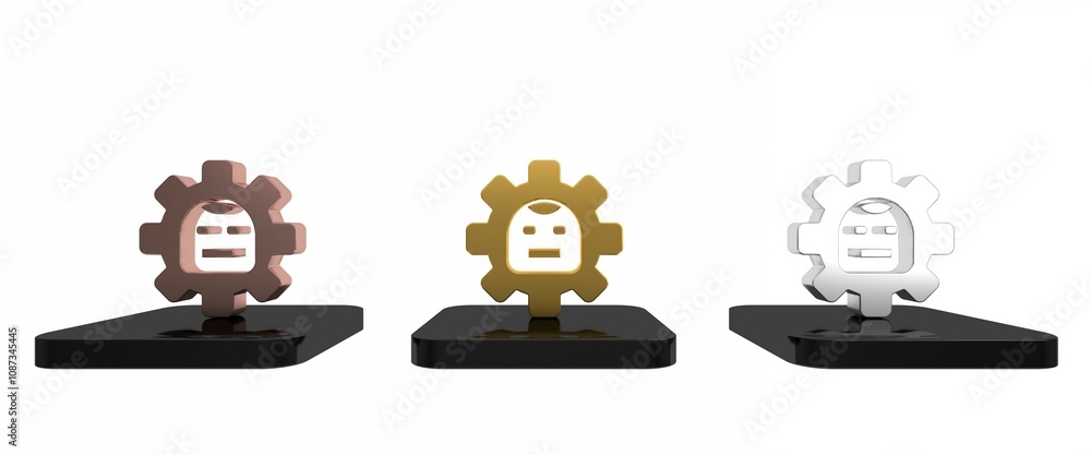 Aufkleber colorful robot icon isolated on white background. artificial intelligence, machine learning, cloud c