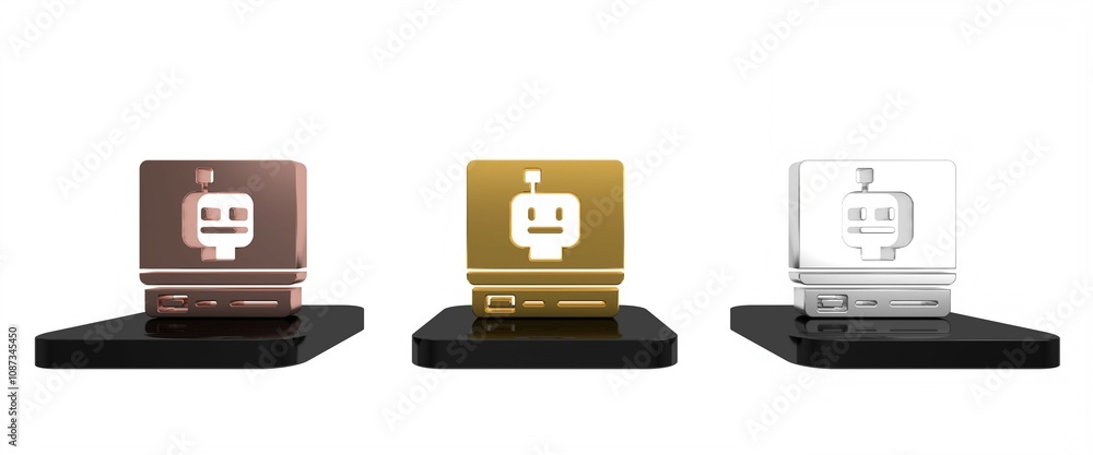 Aufkleber colorful robot icon isolated on white background. artificial intelligence, machine learning, cloud c