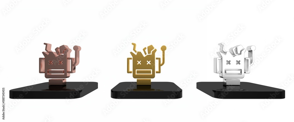 Aufkleber colorful broken robot icon isolated on white background. artificial intelligence, machine learning, 