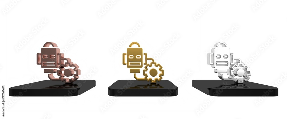 Poster colorful robot setting icon isolated on white background. artificial intelligence, machine learning,