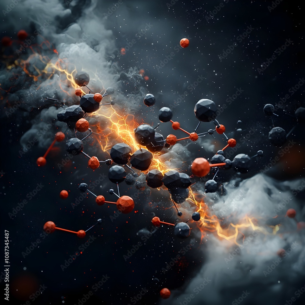 Poster captivating molecular formations a breathtaking of complex crystalline structures pulsating plasma f