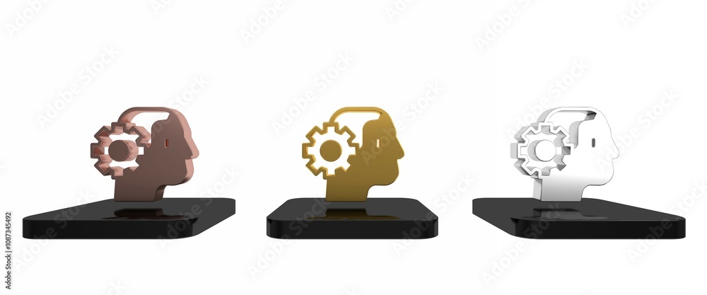 Poster colorful humanoid robot icon isolated on white background. artificial intelligence, machine learning