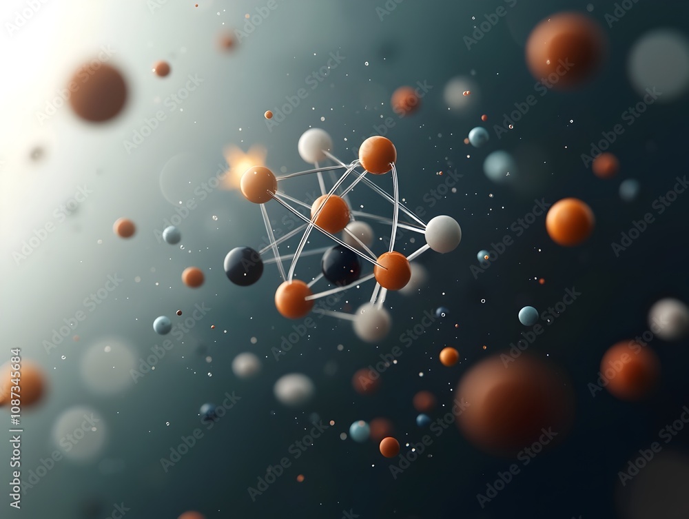 Poster captivating molecular magic an ethereal of quantum geometries and pulsating energy showcasing the un