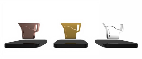 Colorful Jug glass with water icon isolated on white background. Kettle for water. Glass decanter with drinking water. Minimalism concept. 3D render illustration