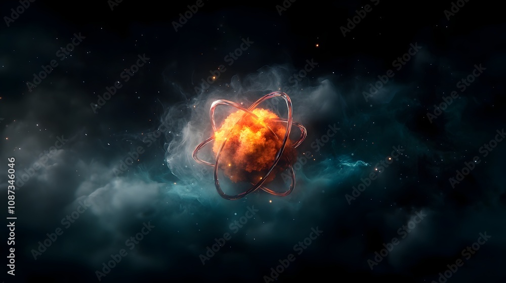 Poster mesmerizing molecular magic a cinematic representation of atomic and subatomic structures glowing wi