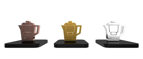 Colorful Water jug with a filter icon isolated on white background. Minimalism concept. 3D render illustration