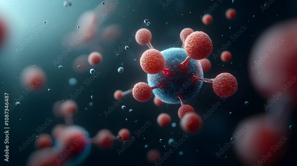 Poster molecular magic a mesmerizing and representation of the atomic and subatomic structures glowing with