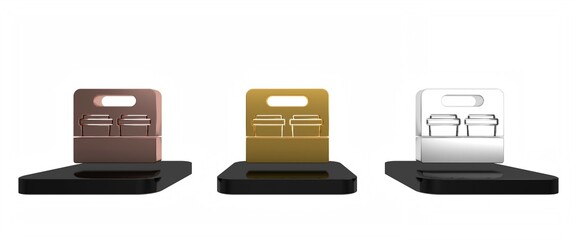 Colorful Coffee cup to go icon isolated on white background. Minimalism concept. 3D render illustration