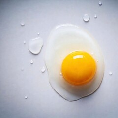 Extreme Macro of a Cracked Egg on a Flat Surface: A flatlay photo showing a cracked egg on a smooth surface, with deep focus highlighting the egg yolk and the intricate patterns in the egg white.