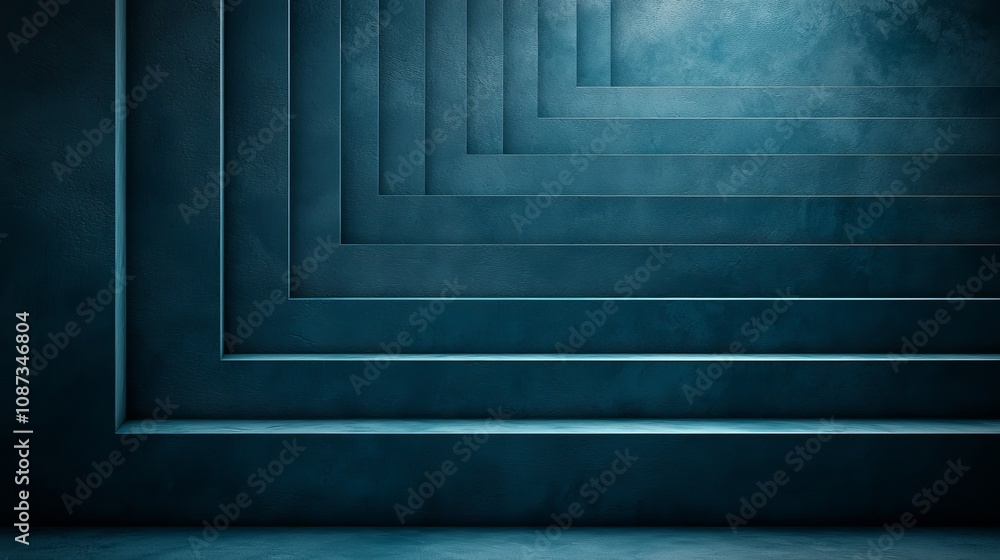 Poster bold geometric patterns in shades of blue and green for modern header design, featuring a low-resolu