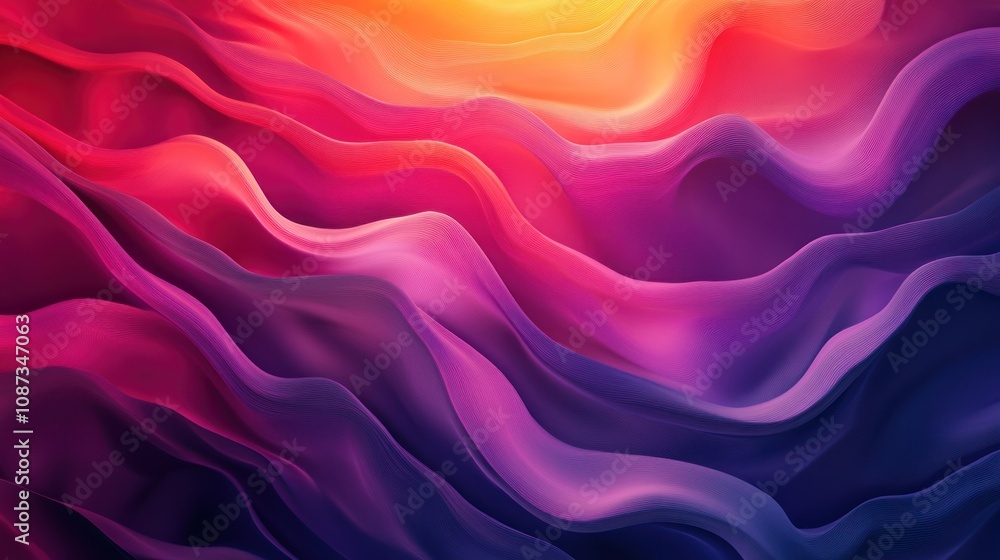 Poster a series of overlapping waves, each one a different bright gradient.