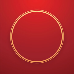 Happy Chinese new year 2025. Chinese new year banner with circle for show product. Greeting card. China frame with lantern on red background.