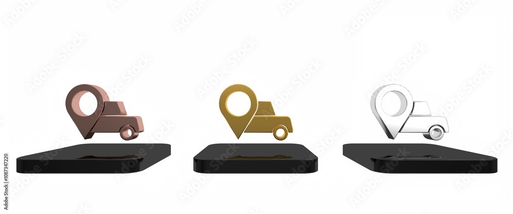 Poster colorful map pointer with taxi icon isolated on white background. location symbol. minimalism concep