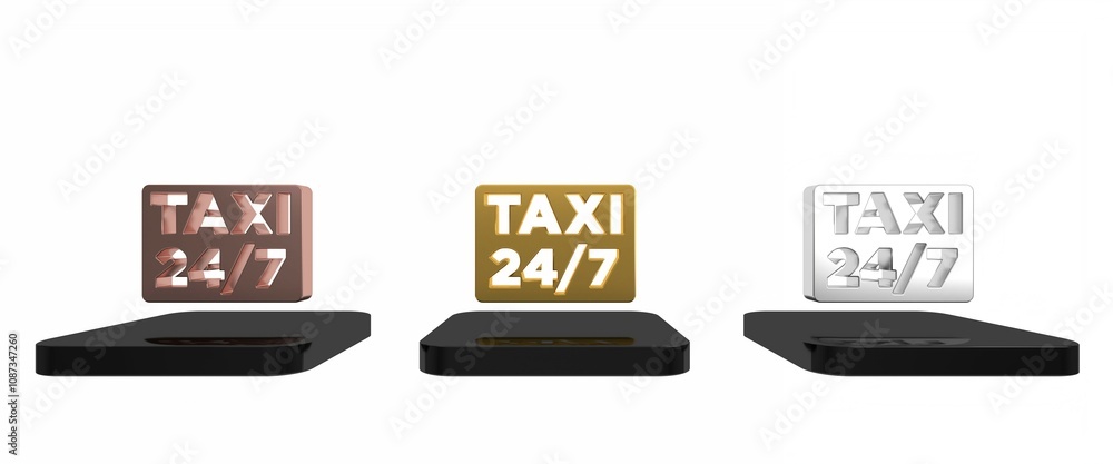 Poster colorful map pointer with taxi icon isolated on white background. location symbol. minimalism concep