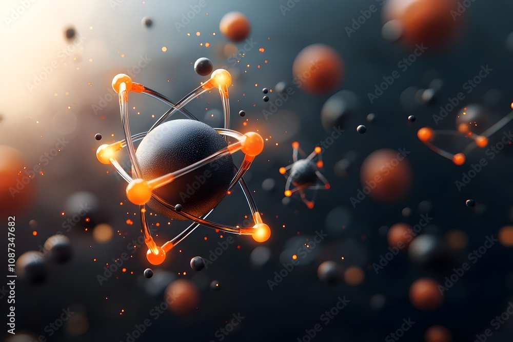 Poster mesmerizing molecular masterpiece a captivating visualization of the building blocks of matter showc