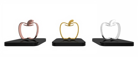 Colorful Apple icon isolated on white background. Excess weight. Healthy diet menu. Fitness diet apple. Minimalism concept. 3D render illustration