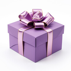 Purple christmas gift box on white background