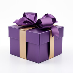 Purple christmas gift box on white background