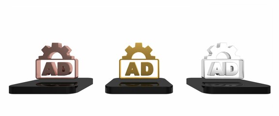 Colorful Advertising icon isolated on white background. Concept of marketing and promotion process. Responsive ads. Social media advertising. Minimalism concept. 3D render illustration