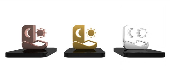 Colorful Ramadan fasting icon isolated on white background. Fast day and night. Religious fasting. Minimalism concept. 3D render illustration