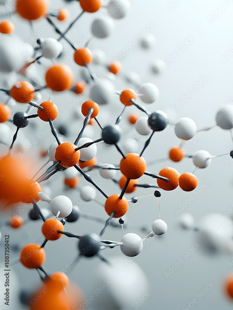 Poster captivating molecular structure intricate atomic bonds and lattice in complex chemical geometry show