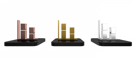 Colorful Graph, schedule, chart, diagram, infographic, pie graph icon isolated on white background. Minimalism concept. 3D render illustration