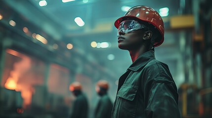 Woman Steelworker Contemplates Future In Factory Setting