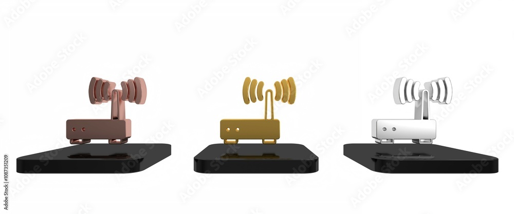 Poster colorful router and wi-fi signal icon isolated on white background. wireless ethernet modem router. 