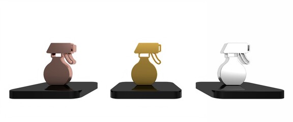 Colorful Water spray bottle icon isolated on white background. Sprinkler for ironing. Minimalism concept. 3D render illustration