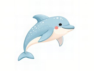 there is a cartoon dolphin that is jumping in the air.