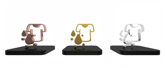 Colorful Dirty t-shirt icon isolated on white background. Minimalism concept. 3D render illustration