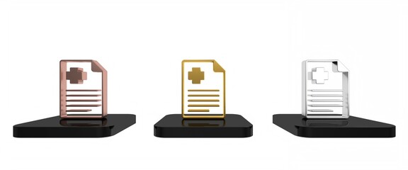 Colorful Medical clipboard with clinical record icon isolated on white background. Prescription, medical check marks report. Minimalism concept. 3D render illustration