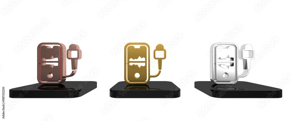 Poster colorful mobile recording icon isolated on white background. mobile phone with microphone. voice rec