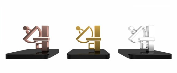 Colorful Radar icon isolated on white background. Search system. Satellite sign. Minimalism concept. 3D render illustration