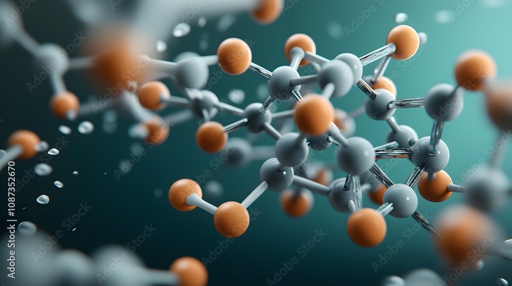 Poster striking close up of the intricate molecular structure and detailed lattice pattern of a complex org