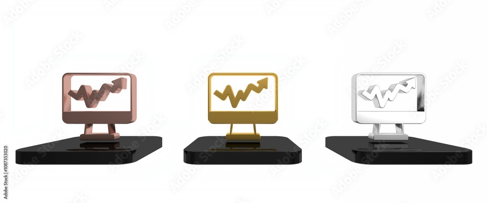 Poster colorful computer monitor with graph chart icon isolated on white background. report text file icon.