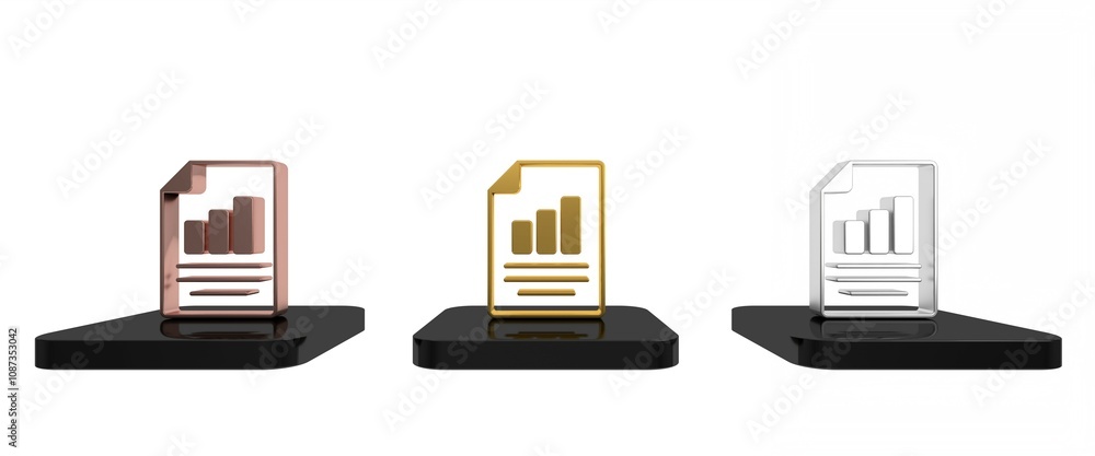 Poster colorful document with graph chart icon isolated on white background. report text file icon. account