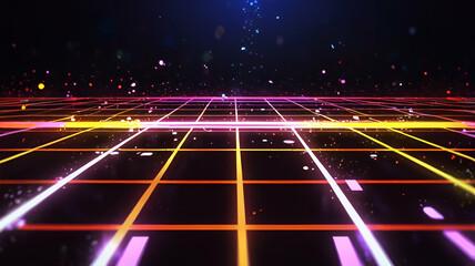 Obraz premium Symmetrical liquid neon dots forming geometric shapes. Anime Background\Wallpaper