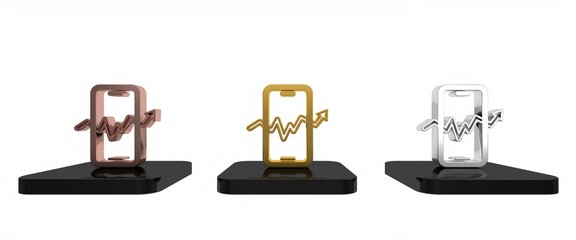 Colorful Mobile stock trading concept icon isolated on white background. Online trading, stock market analysis, business and investment. Minimalism concept. 3D render illustration