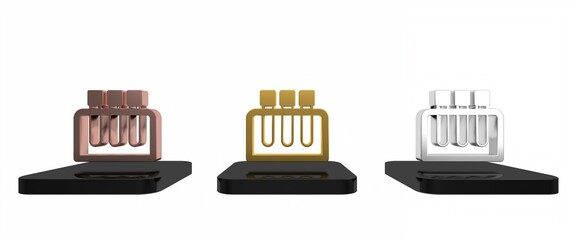 Colorful Test tube and flask chemical laboratory test icon isolated on white background. Laboratory glassware sign. Minimalism concept. 3D render illustration