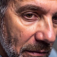 Obraz premium photo of eye with drooping eyelid of a 60-year-old man