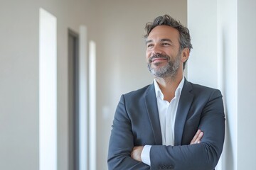 Confident Businessman in Modern Office Setting - A Portrait of Success and Professionalism