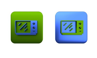 Colorful Microwave oven icon isolated on white background. Home appliances icon. Square button. 3D render illustration